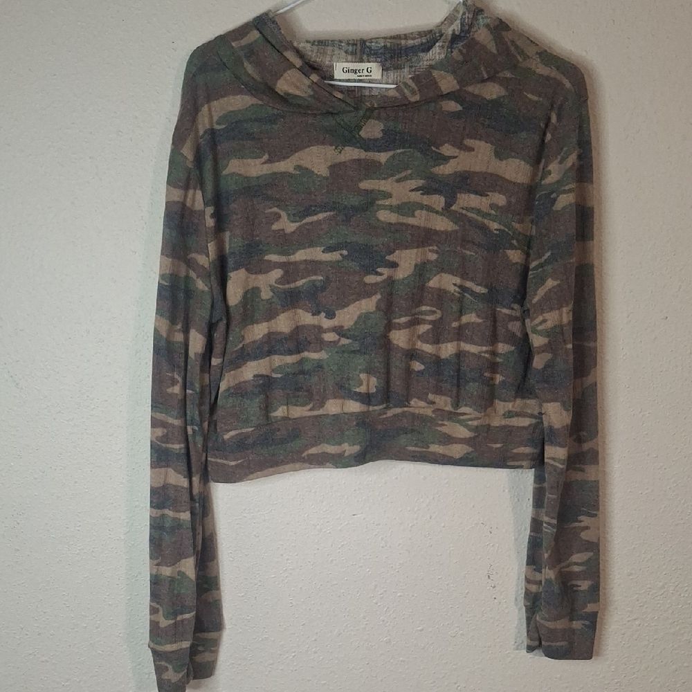 Ginger G Camouflage Long Sleeve Crop Top